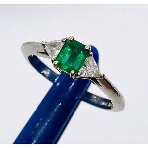 Tiffany & Co PT950 Platinum 18K Gold Emerald Diamond Ring Size 6
